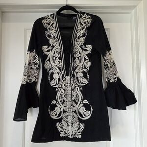 Steve Madden Black Cotton Tunic Top